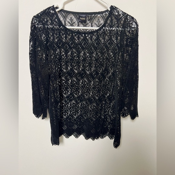 RAFAELLA BLACK SIZE SMALL LACE DRESSY TOP - Picture 1 of 5